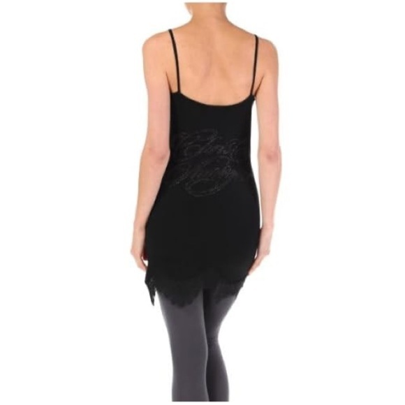 Christian Audigier black Label tank dress, black rhinestones and lace trim, XL - Picture 5 of 15